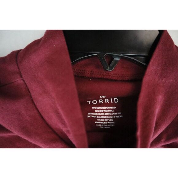 Torrid Women's Sz M/L (00) Zinfandel Red Foxy Mock Neck Cotton Blend Tank Top - Picture 3 of 7